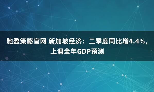 驰盈策略官网 新加坡经济：二季度同比增4.4%，上调全年GDP预测